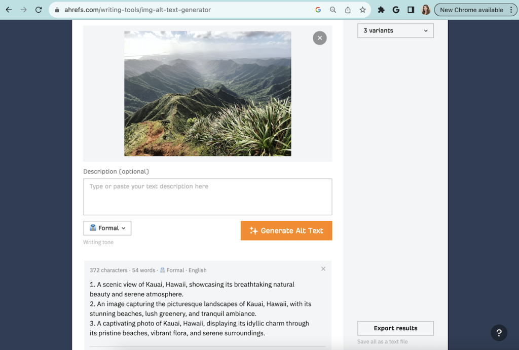 Ahrefs image alt text generator sample