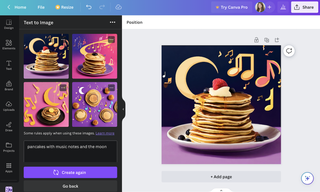 Test of Canva Text to Image AI